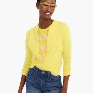 🆕 J. Crew Pearly Buttons Yellow Cardigan. Stretchy: cotton-nylon-spandex. NWOT